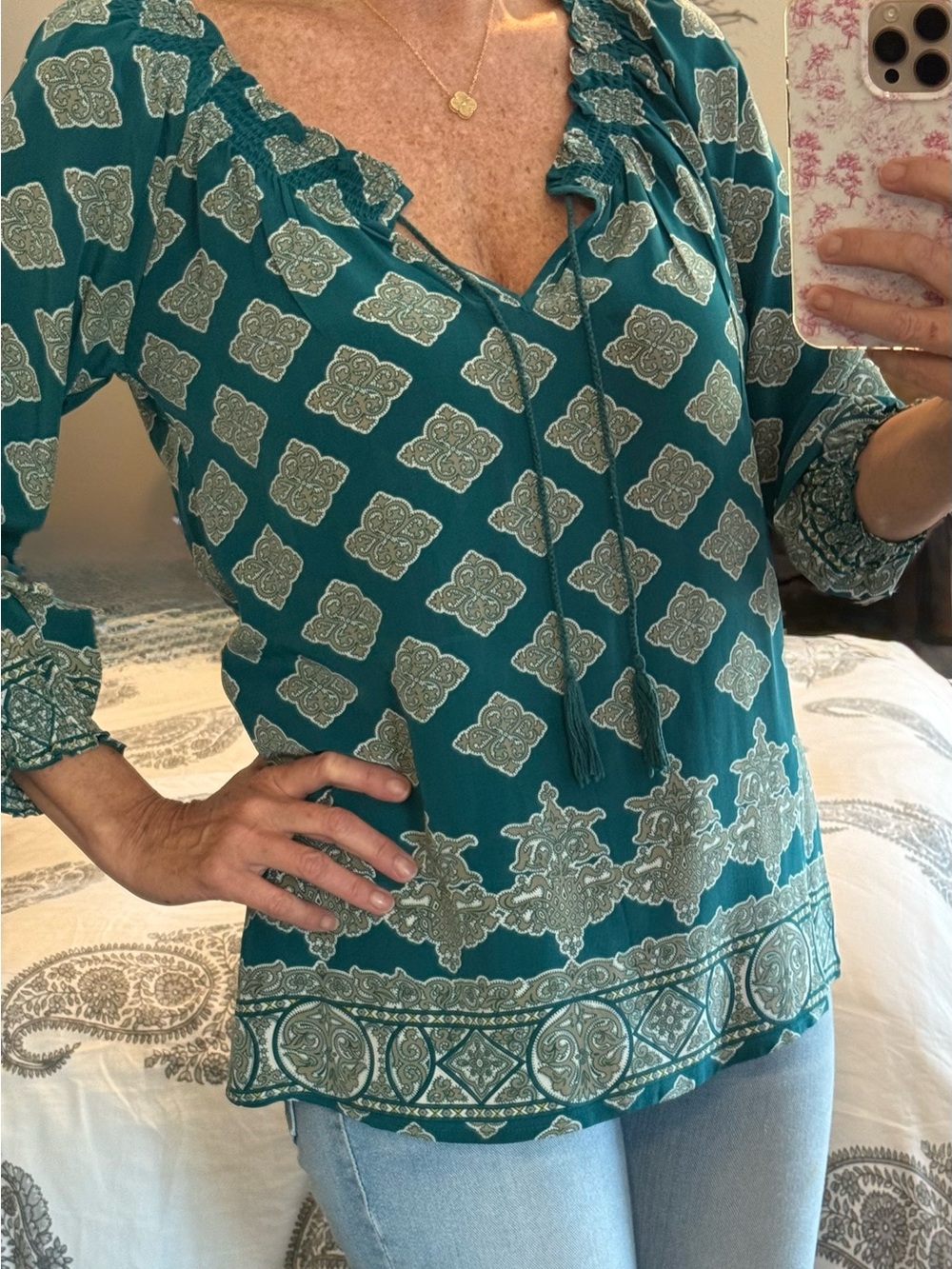 Joke Teal Printed Blouse